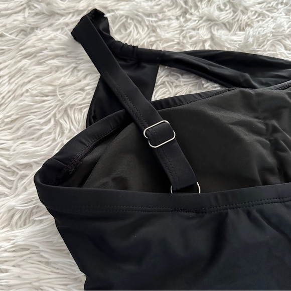 HOLIPICK One-Shoulder Ruched Black Swimsuit Women’s Size M - Picture 15 of 15